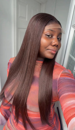 26" Donor Bone Straight Wig – Dark Brown | 250g Full Density