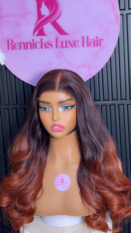 Ombré Auburn Layered Wavy Unit –5x5 Closure | 28 Inches