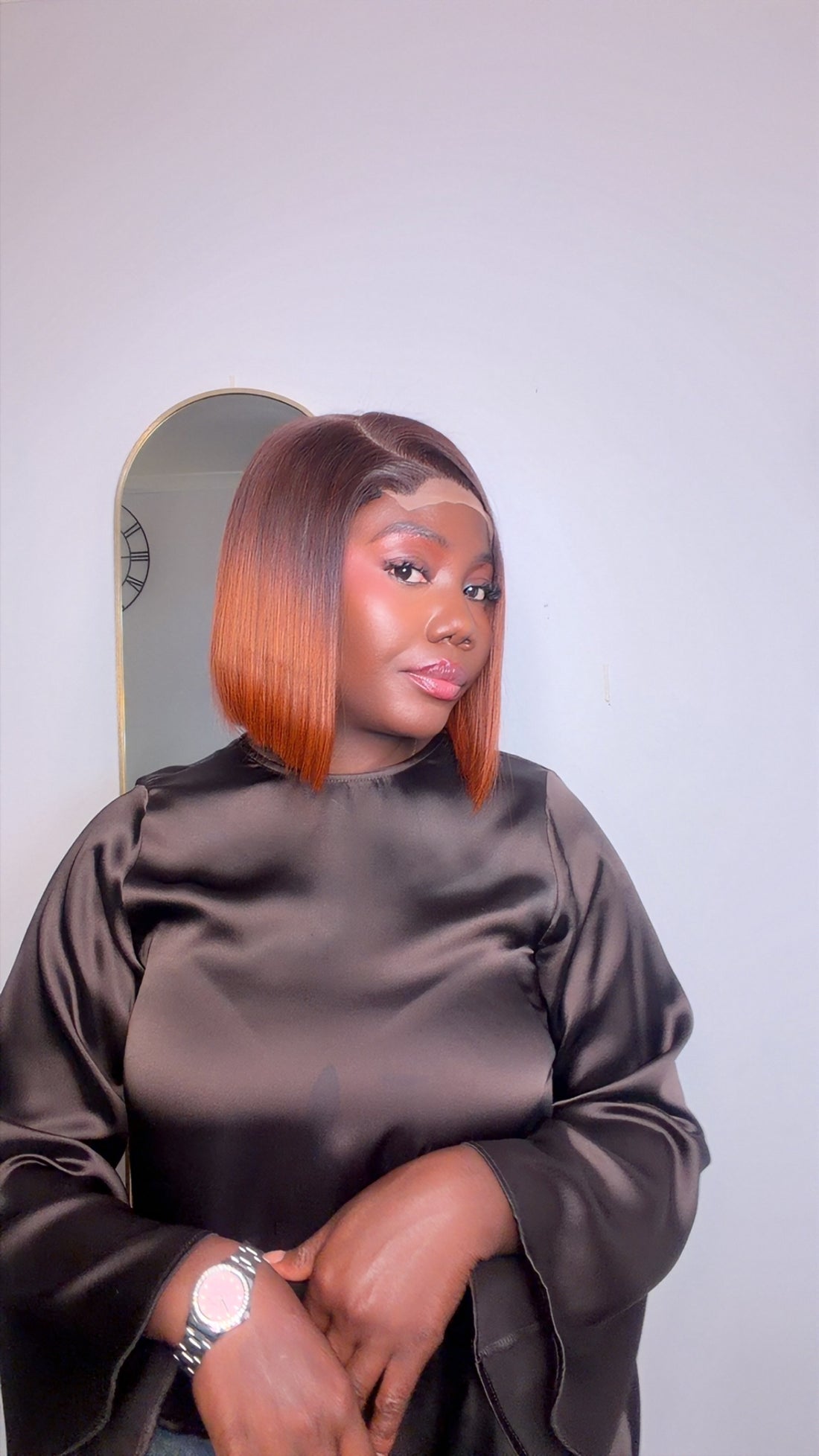 10” SDD ombré dark orange Vietnam bonestraight with 5by5 closure