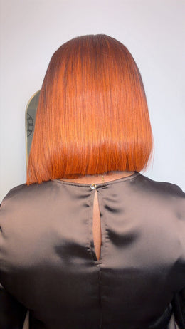 10” SDD ombré dark orange Vietnam bonestraight with 5by5 closure