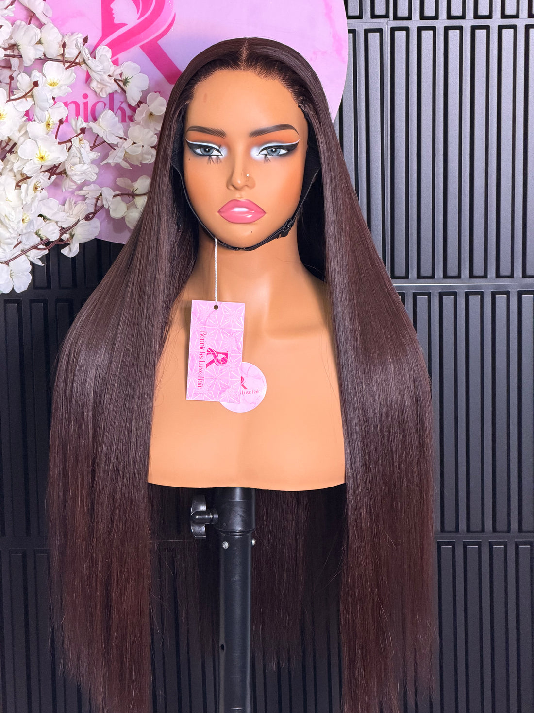 26" Donor Bone Straight Wig – Dark Brown | 250g Full Density