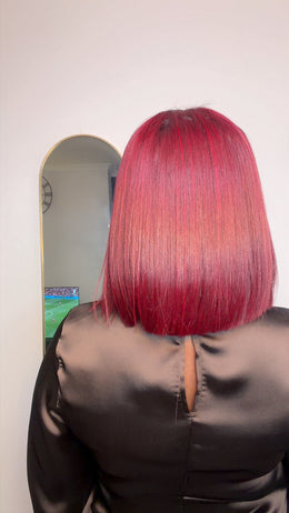 10” burgundy fringe bangs