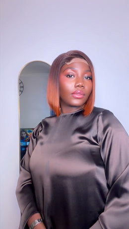 10” SDD ombré dark orange Vietnam bonestraight with 5by5 closure